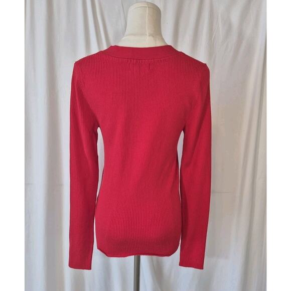 Anthropologie Maeve Womens Red Thea Ribbed Sweater Medium - Picture 5 of 6